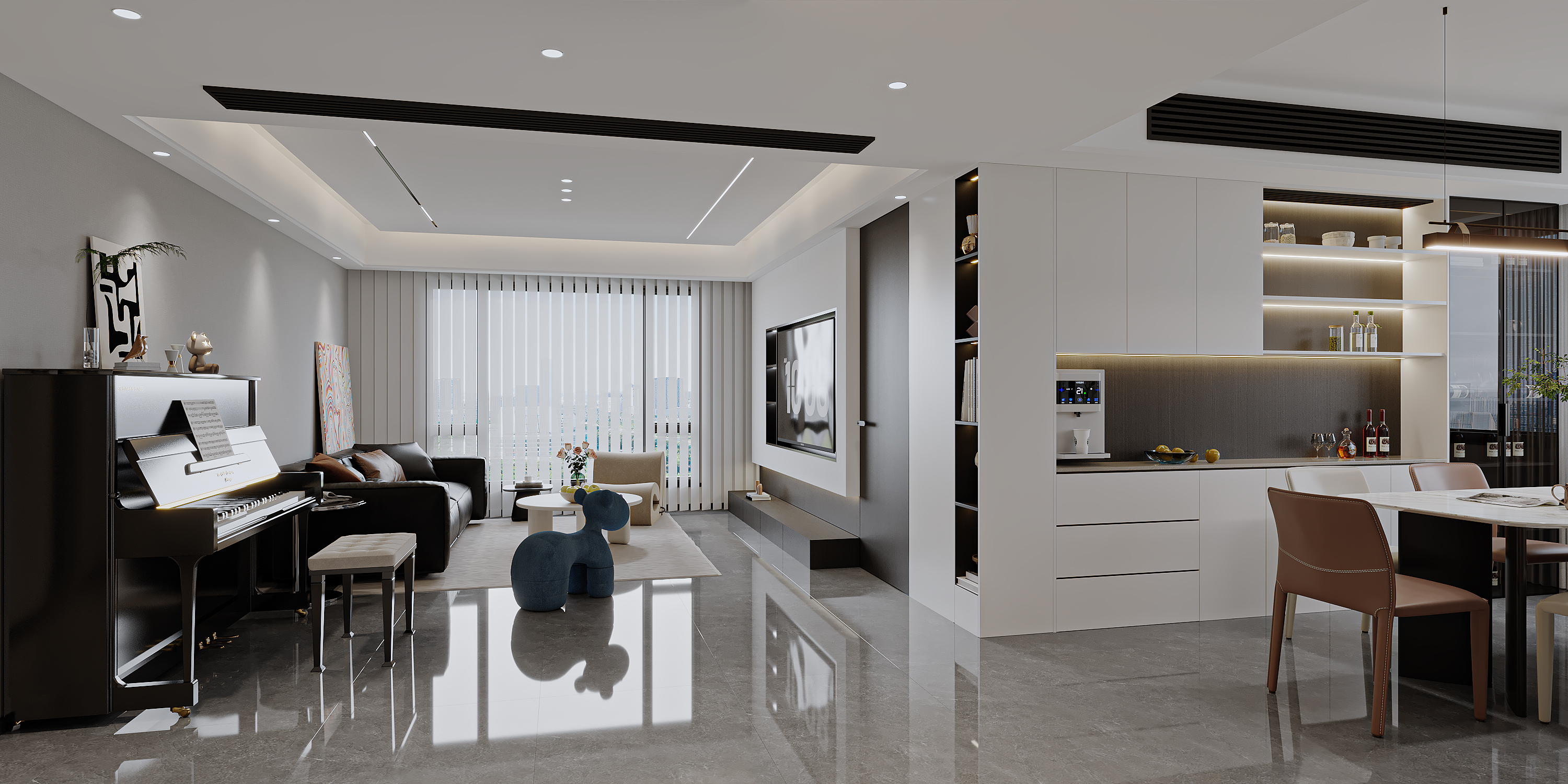 杭州御景藍灣120㎡現(xiàn)代簡約裝修效果圖